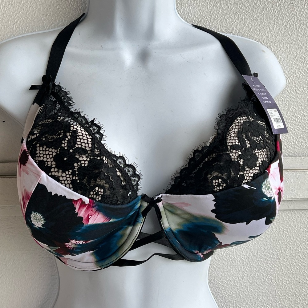 Cacique Sexy Collection Lightly Lined Underwire French Balconette Lace Bra 44DDD